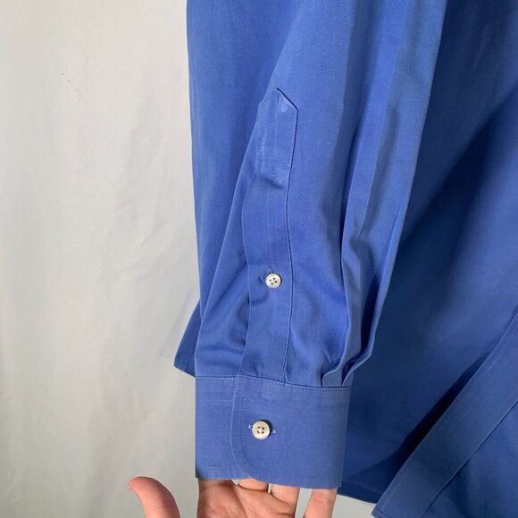 Jos A Bank Traveler Collection Shirt Men's 16 32 Blue Button Up Long Sleeve - Picture 3 of 6